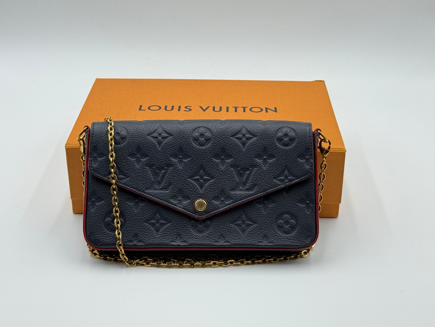 Louis Vuitton Félicie Pochette Empreinte Marine Rouge with original Louis Vuitton box