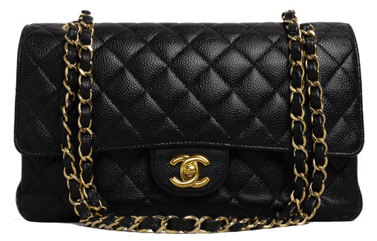 Chanel Caviar Classic Double Flap Gold Black