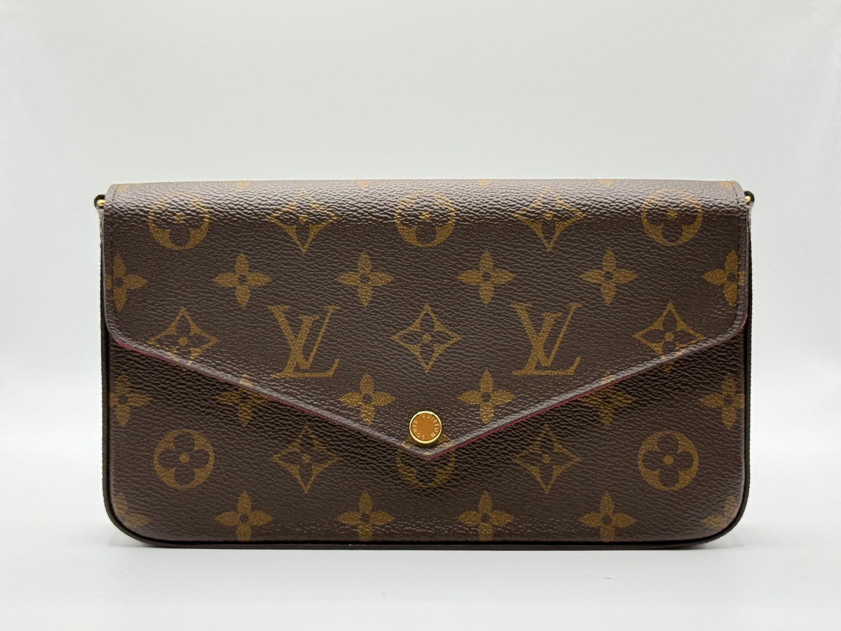 Louis Vuitton Félicie Pochette in Monogram canvas with gold-tone hardware, pre-owned and authenticated by Śhanta Dubai