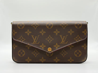 Louis Vuitton Félicie Pochette in Monogram canvas with gold-tone hardware, pre-owned and authenticated by Śhanta Dubai