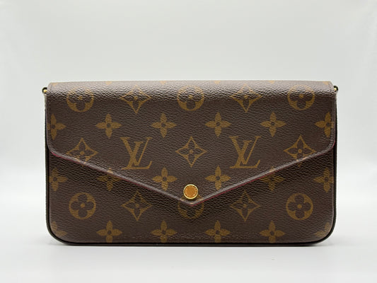 Louis Vuitton Félicie Pochette in Monogram canvas with gold-tone hardware, pre-owned and authenticated by Śhanta Dubai