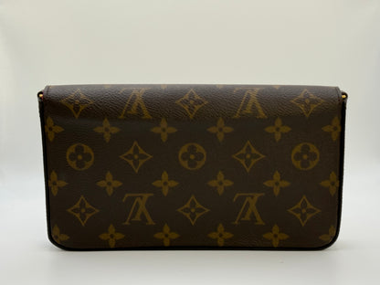 Louis Vuitton Félicie Pochette Monogram canvas, rear view with smooth canvas and contrast brown leather trim