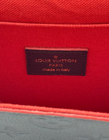 Louis Vuitton Félicie Pochette Empreinte Marine Rouge — red interior lining and Made in Italy heat stamp