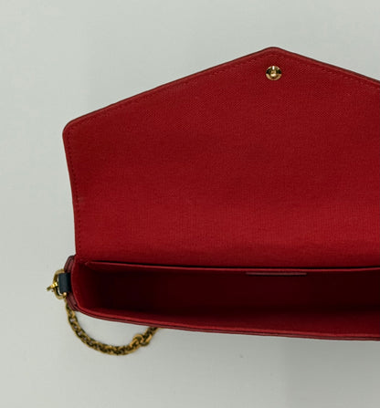 Louis Vuitton Félicie Pochette Empreinte Marine Rouge — interior compartment and chain attachment