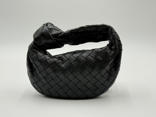 Bottega Veneta Mini Jodie black Intrecciato leather handbag – front view