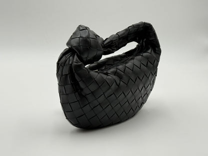 Bottega Veneta Mini Jodie black Intrecciato leather handbag – side view