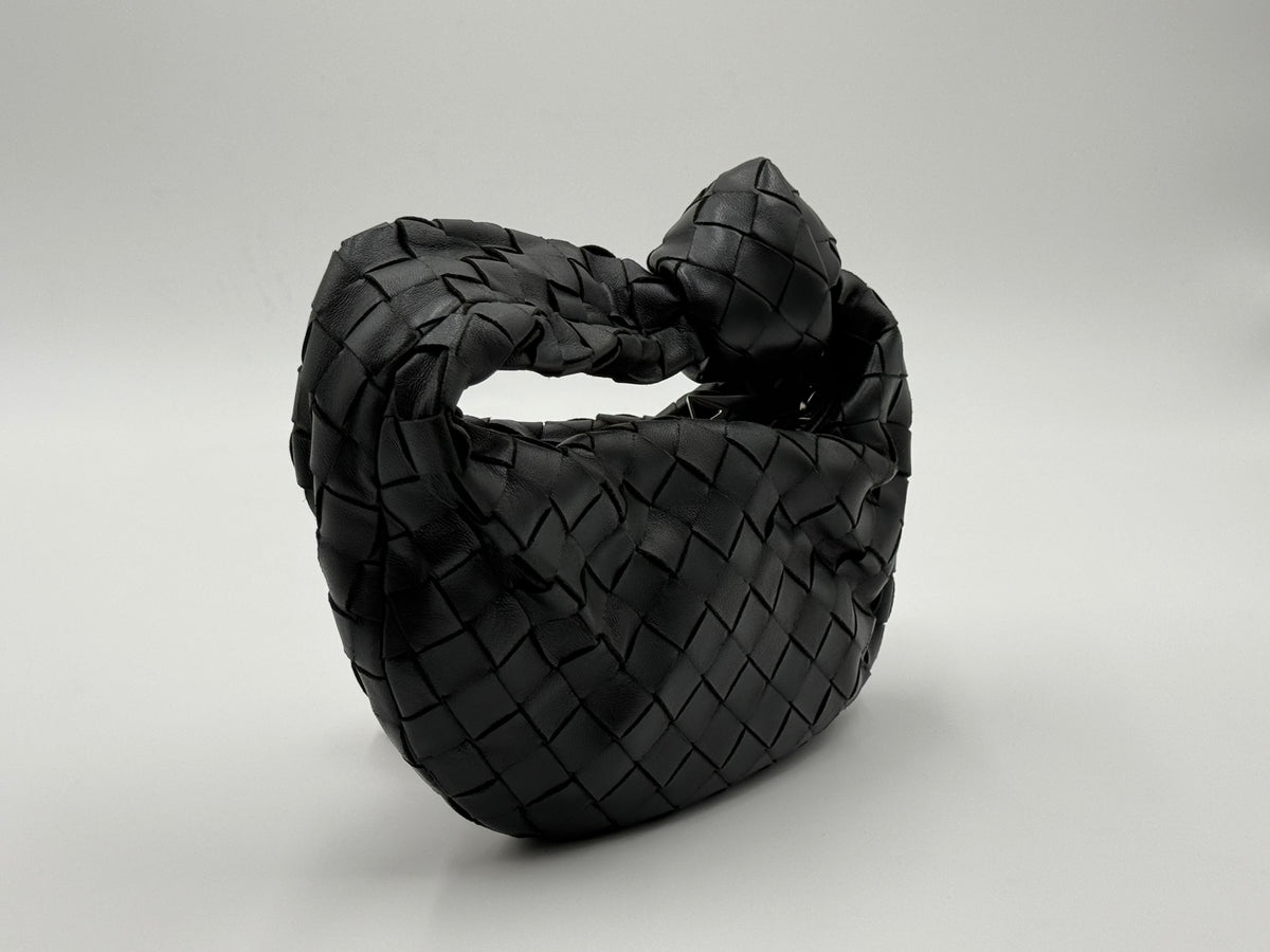 Bottega Veneta Mini Jodie black Intrecciato leather handbag – rear side view