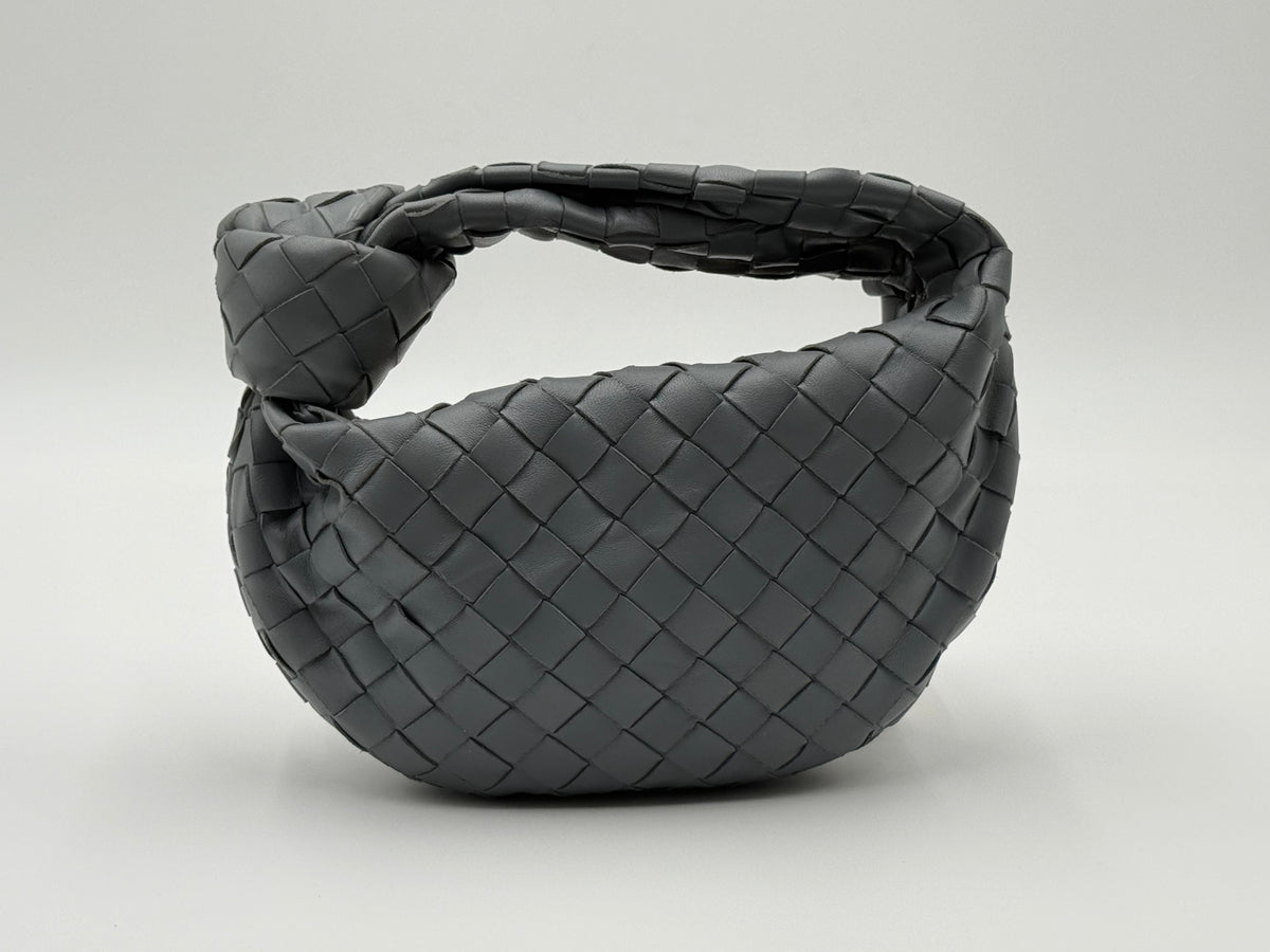Bottega Veneta Mini Jodie grey Intrecciato leather handbag – front view