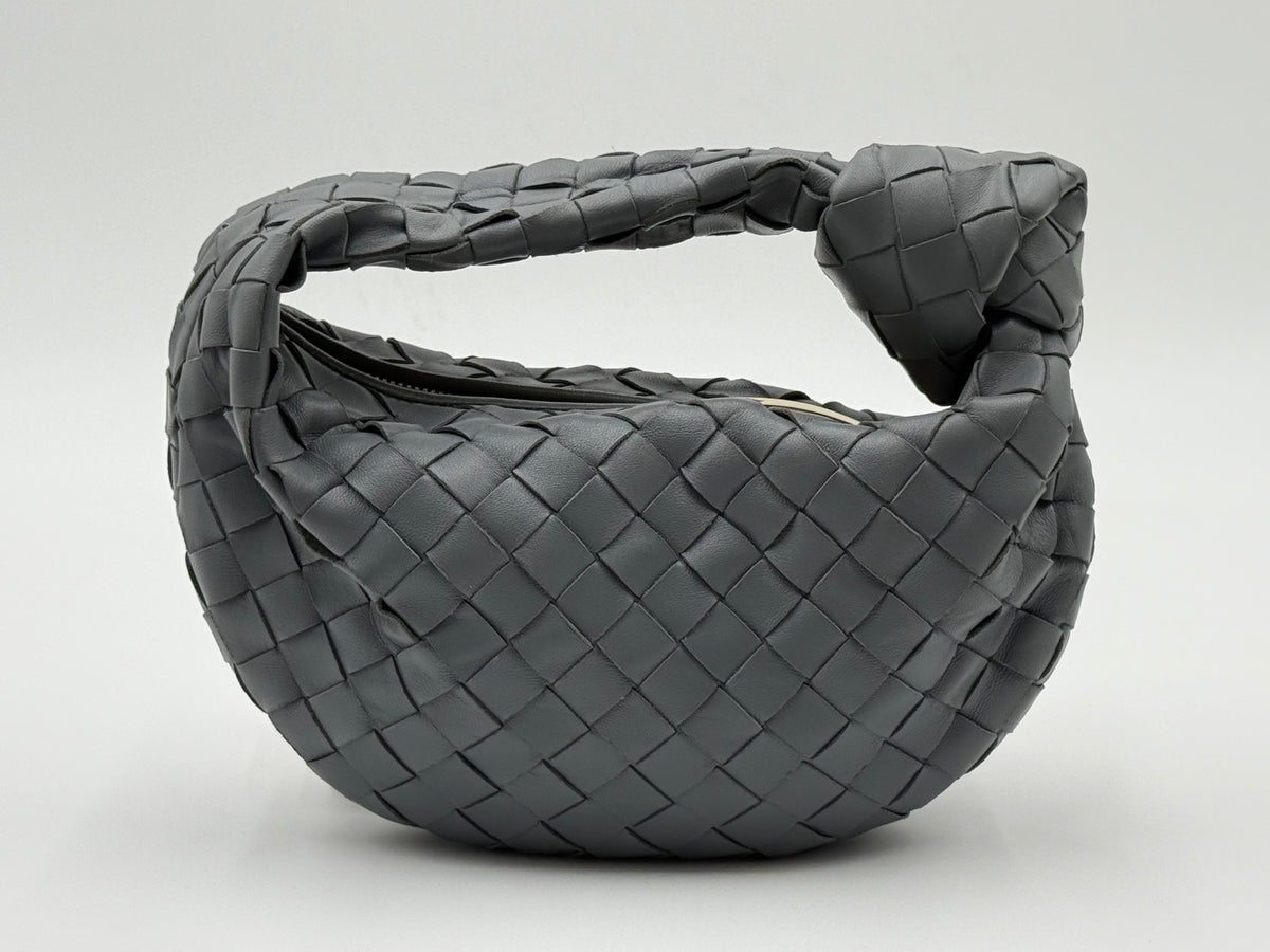 Bottega Veneta Mini Jodie grey Intrecciato leather handbag – rear view