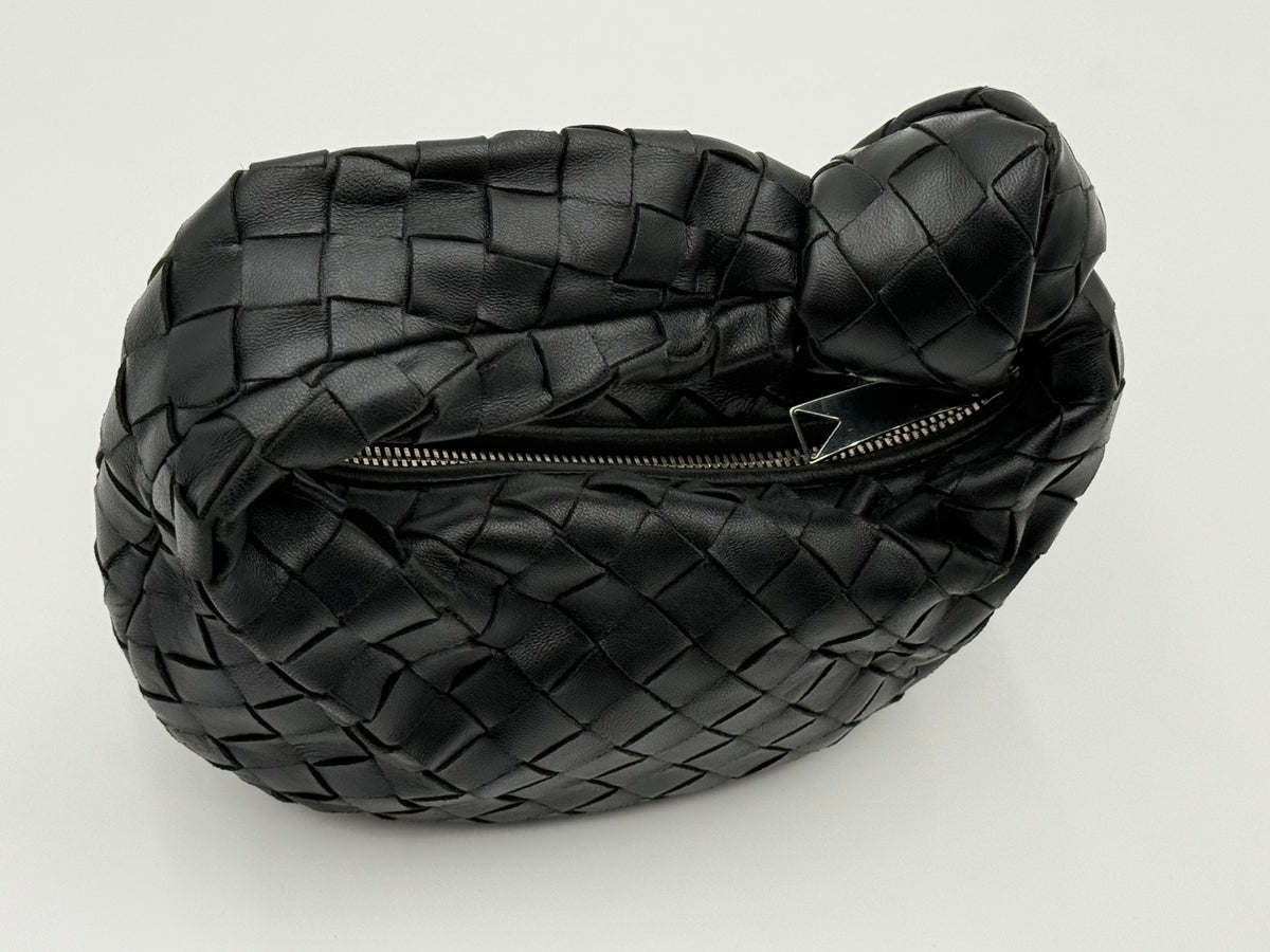 Bottega Veneta Mini Jodie black Intrecciato leather handbag – top view