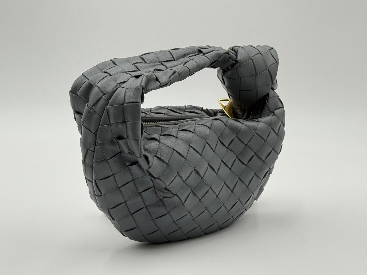 Bottega Veneta Mini Jodie grey Intrecciato leather handbag – left side view