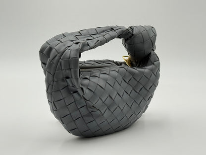 Bottega Veneta Mini Jodie grey Intrecciato leather handbag – left side view
