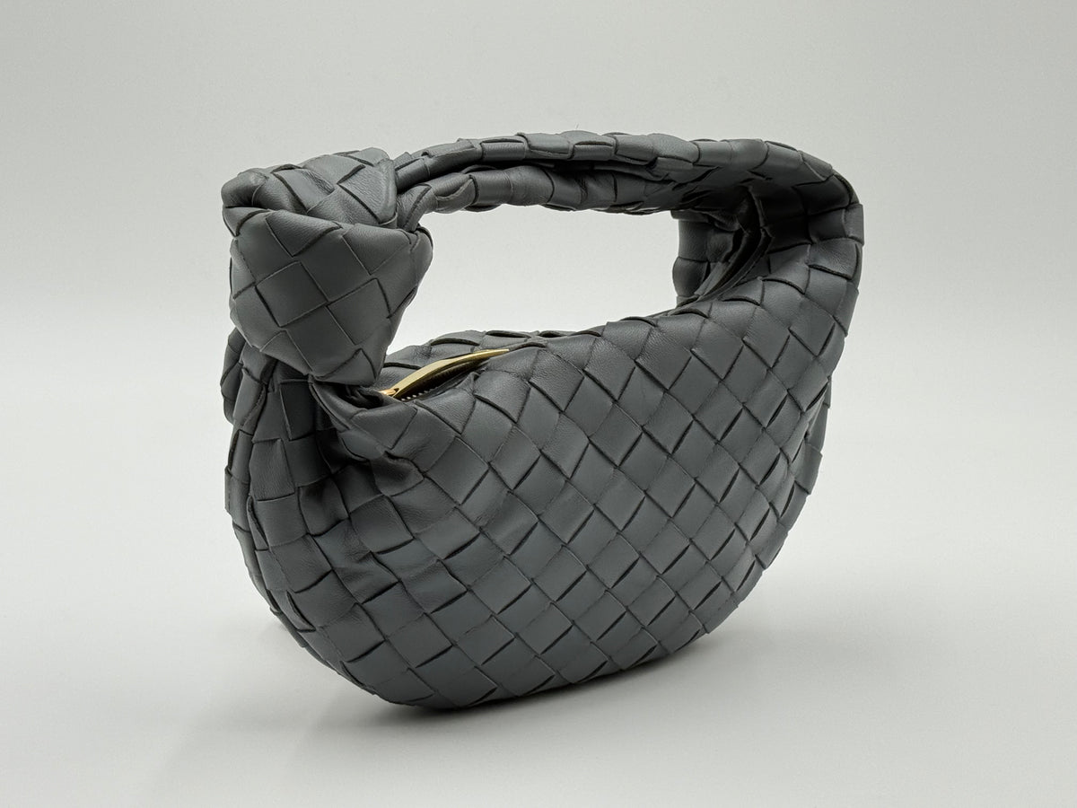 Bottega Veneta Mini Jodie grey Intrecciato leather handbag – right side view