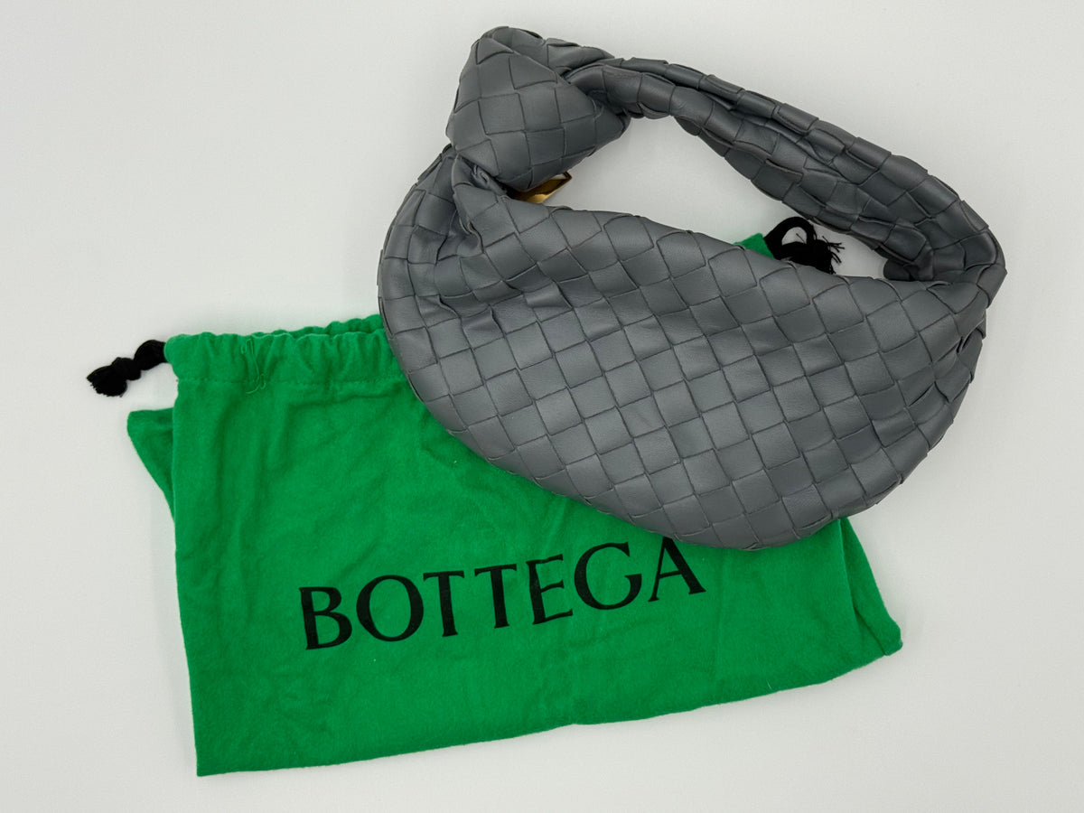 Bottega Veneta Mini Jodie grey Intrecciato leather handbag with original dust bag