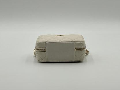 Chanel Small Vanity White Leather Bag