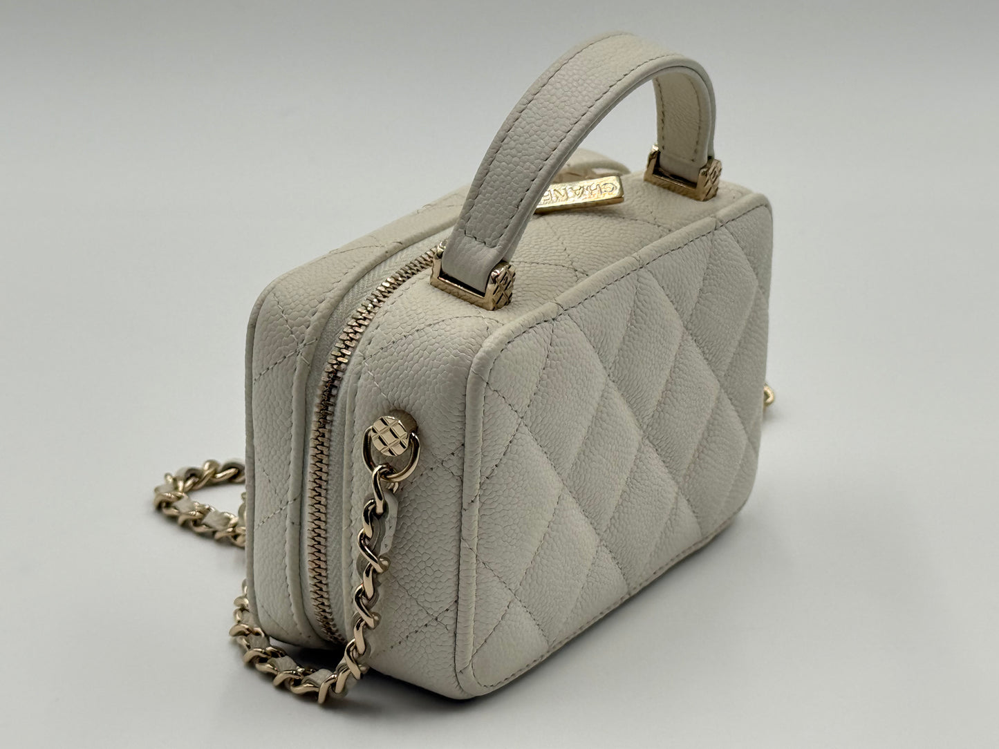 Chanel Small Vanity White Leather Bag