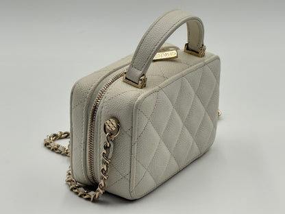 Chanel Small Vanity White Leather Bag
