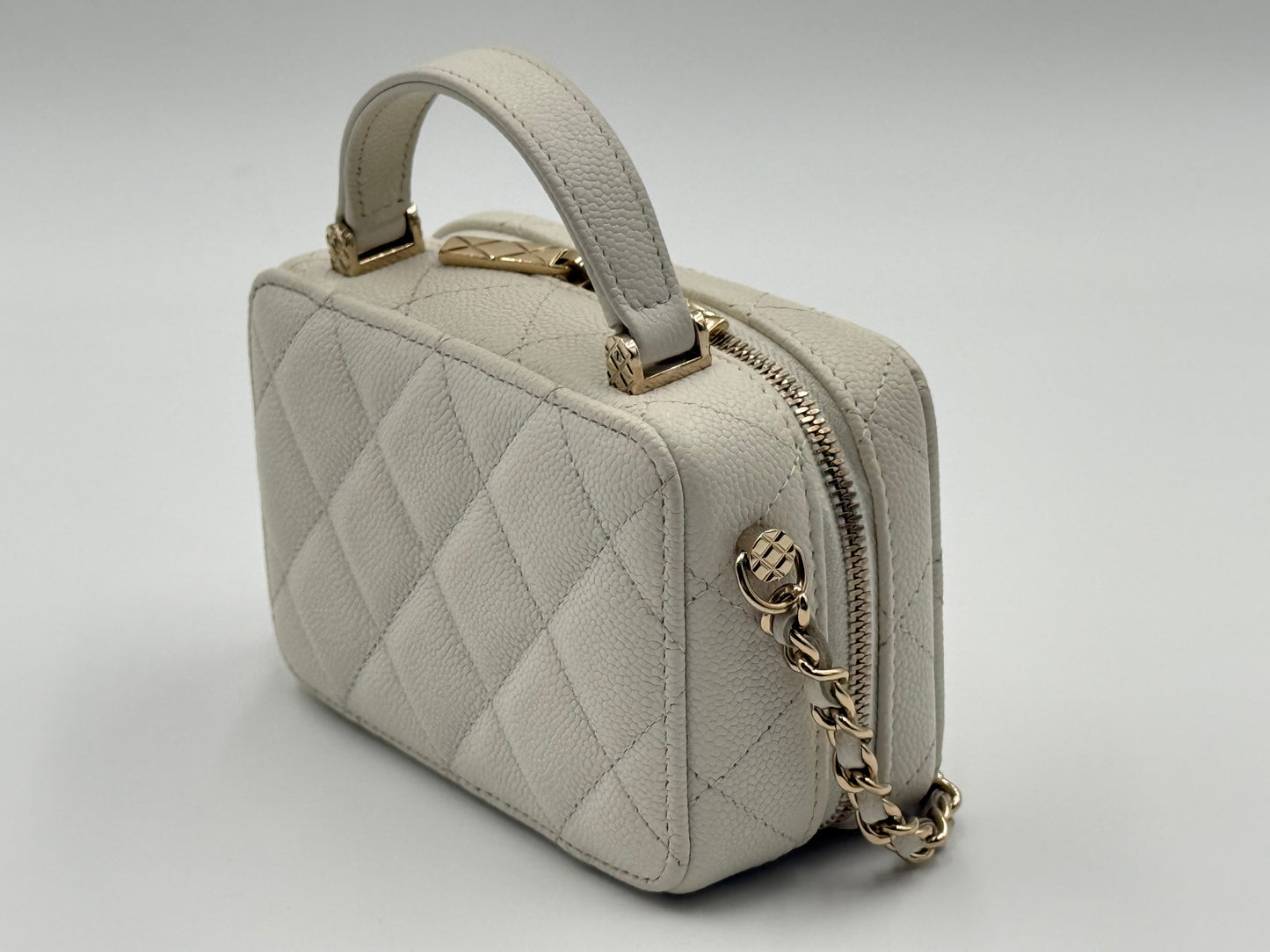 Chanel Small Vanity White Leather Bag