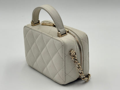 Chanel Small Vanity White Leather Bag