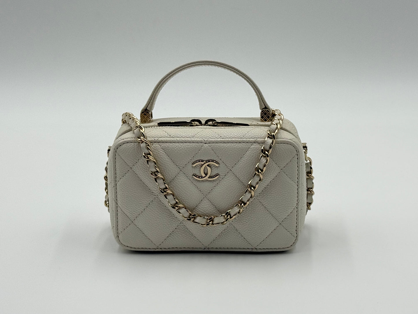 Chanel Small Vanity White Leather Bag