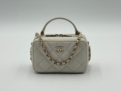 Chanel Small Vanity White Leather Bag