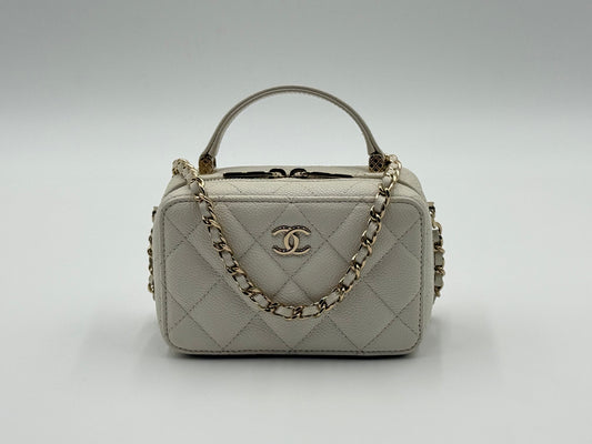 Chanel Small Vanity White Leather Bag