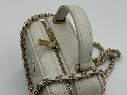 Chanel Small Vanity White Leather Bag