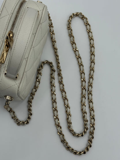 Chanel Small Vanity White Leather Bag
