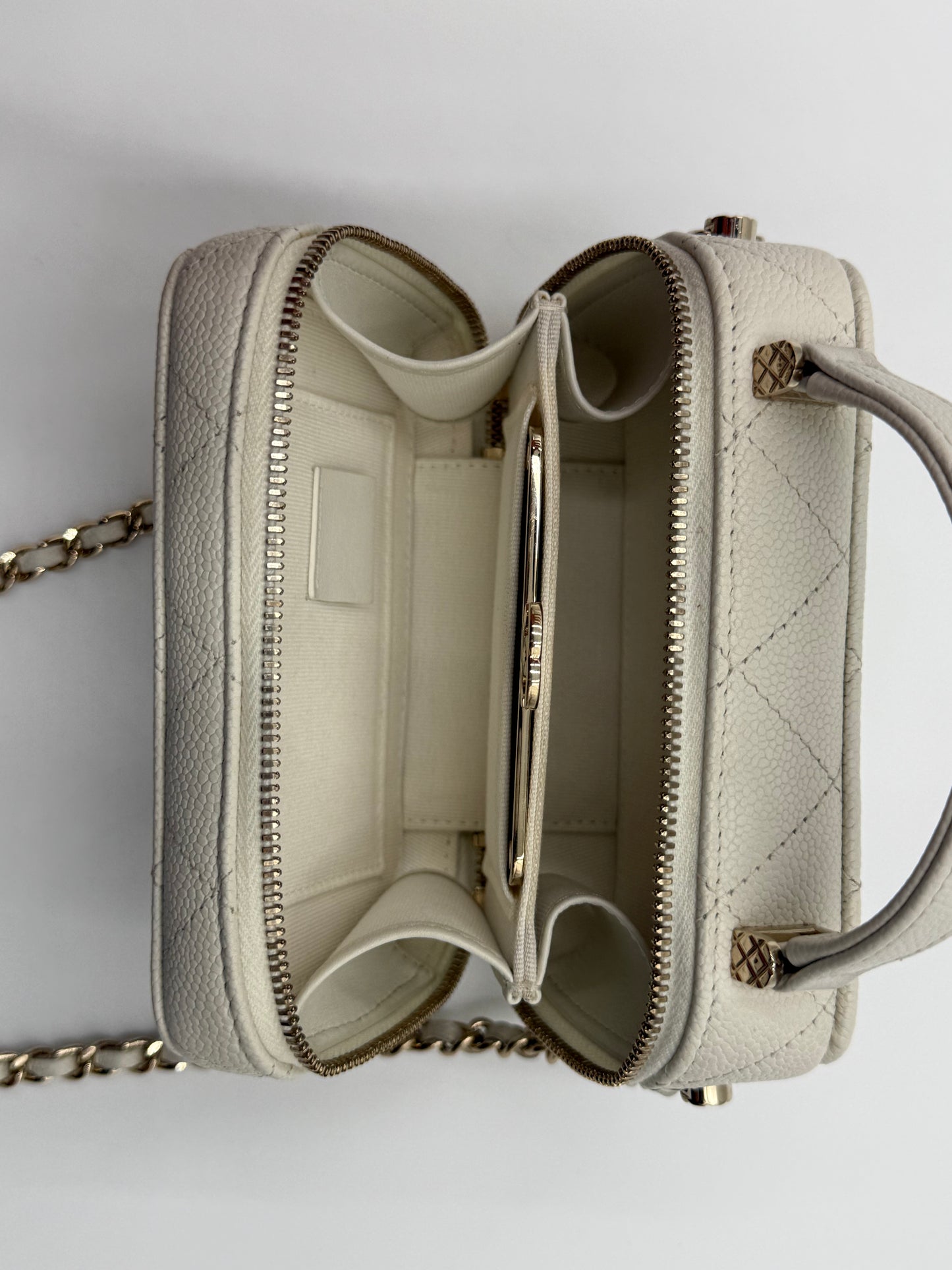 Chanel Small Vanity White Leather Bag