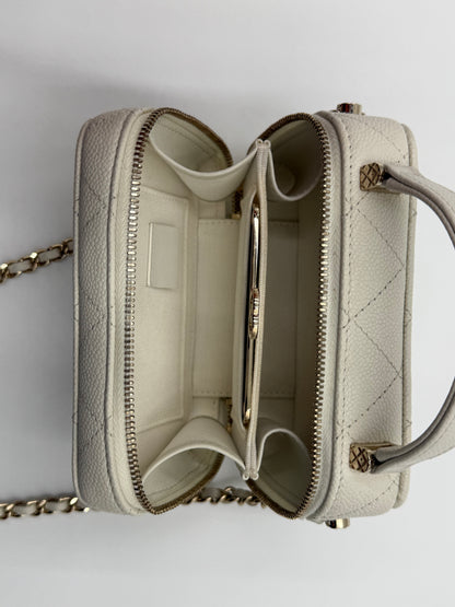 Chanel Small Vanity White Leather Bag