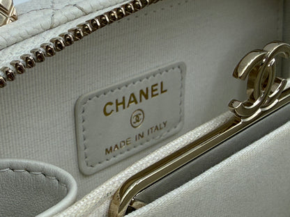 Chanel Small Vanity White Leather Bag