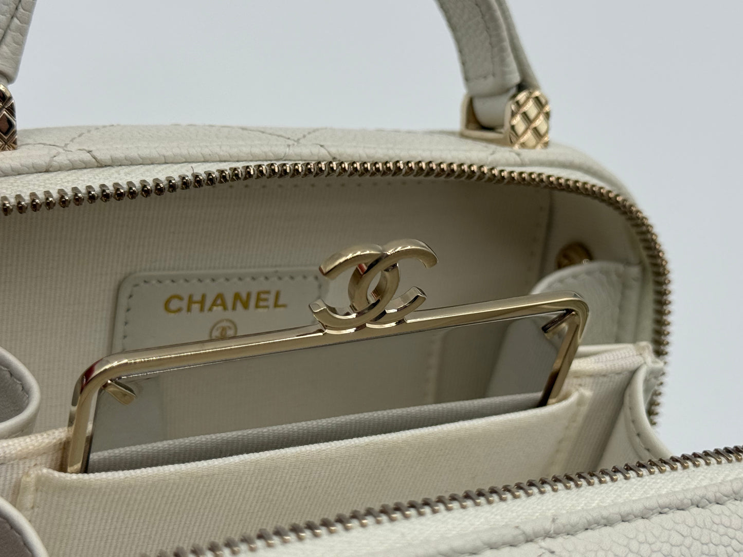 Chanel Small Vanity White Leather Bag