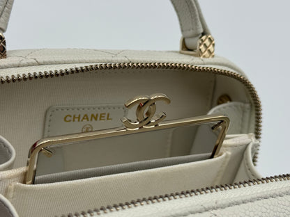 Chanel Small Vanity White Leather Bag