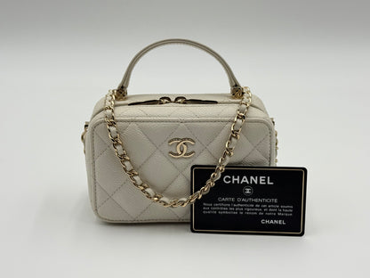 Chanel Small Vanity White Leather Bag