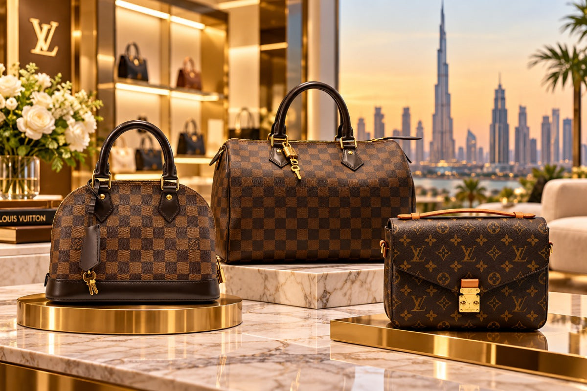 Louis Vuitton Alma BB pre owned designer bag in Damier Ebene canvas, Dubai UAE